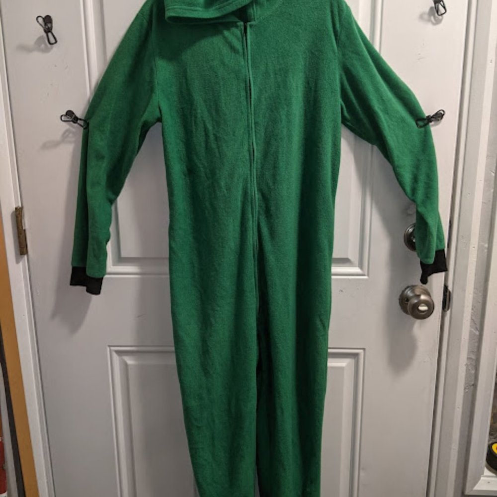 Boys Green Dinosaur Animal - Micro Fleece Hooded Critter Onesie Pajamas Costume